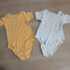 ロンパース 80cm イエロー グレー 2枚セット　肌着