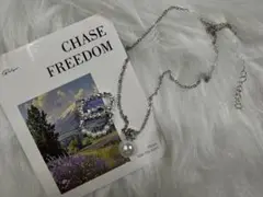 パールビジューネックレス＆エタニティリング シルバー