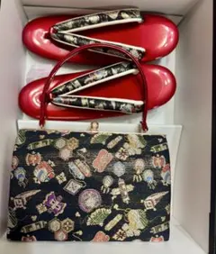 和装用バッグ 草履 セット ルビーレッド