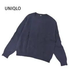 ユニクロ ネイビー プレミアムラムクルーネックセーター 長袖 M 毛100%