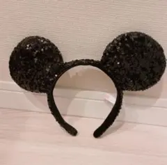 ディズニー ミッキー　スパンコール カチューシャ ブラック Disney 耳のサムネイル