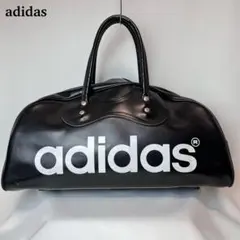 【値下げ中‼️】adidas エナメルボストンバッグvintage y2k 黒 adidas】エナメルボストンバッグ ブラック 80s ヴィンテージ