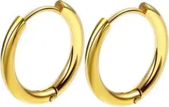 フープピアス レディース メンズ シンプル (ゴールド 14mm)