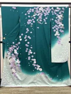 振袖 ラメ刺繍 グリッター箔 銀通し 身丈173cm 撥水加工済 HKT040 