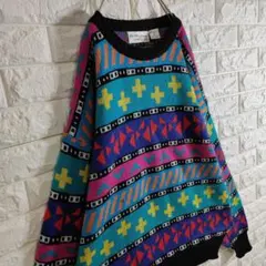 デザインニットセーター マルチカラー L