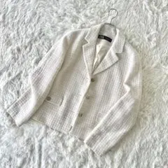 【美品】ZARA ザラ ツイード テーラード ジャケット ラインストーンボタン