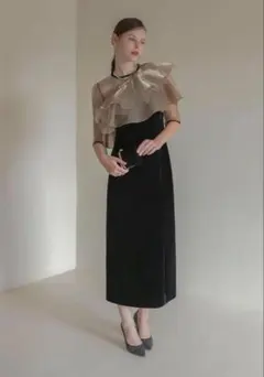 【ぽっちゃま様専用】アシンメトリーティアードフリル3WAYベロアIラインドレス