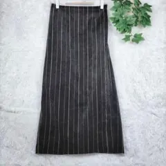 ティティベイト　ストライプ　ロングスカート　起毛　裏地有　バックウエストゴム