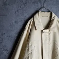 刺繍デザイン　ジップジャケット　クリーム色　ライトカラー　ワントーン　M