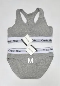 Mグレー　ブラジャー　ショーツ セット下着カルバンクライン レディース