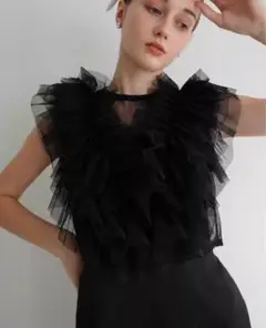 【美品】Acka tulle vest satin one-piece ブラック 2025年最新】Tulle vest satin one-piece ackaの人気アイテム