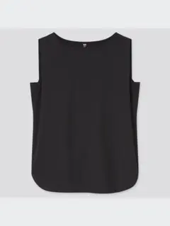 UNIQLO クレープジャージーT（ノースリーブ） ブラック M