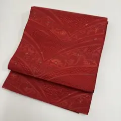 愛*ち様 名古屋帯 博多帯 長尺 花唐草 上品な織出し 八寸 着物 正絹 AO-