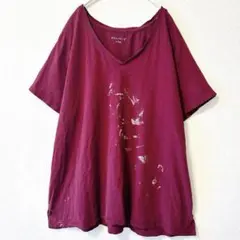 雰気抜群 フェード 半袖Tシャツ ビッグサイズ 3X ボロ グランジ　パープル