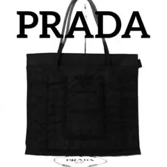 希少　良品　プラダ　PRADA トートバッグ　刺繍　黒　ショルダーバッグ　ロゴ