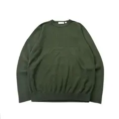 新品】+CLOTHETスビンプラチナム クルーネックニット オリーブ 3(L
