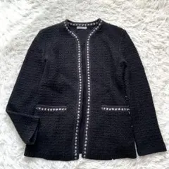 セオリーリュクス ノーカラー ツイード ジャケット 23AW ブラックXS