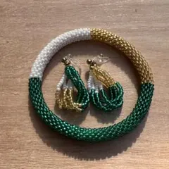 ☆ ビーズクロッシェ ブレスレット イヤリングセット ☆