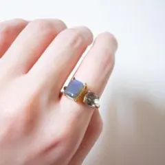 天然石 ラブラドライト×トルマリンクォーツ フォークリング【フリーサイズ】指輪