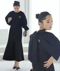RUIRUE BOUTIQUE バックリボン付きブラックドレス