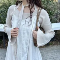 ボウタイ配色リブニット Kastane