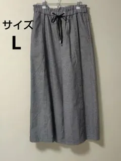 ディスコート　千鳥チェック柄ロングガウチョパンツ　Lサイズ