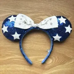 ミニーカチューシャ　ブルー×ホワイトスター