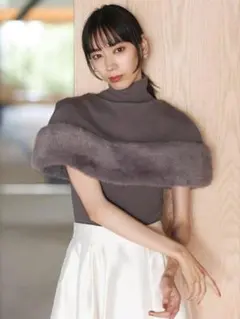 セルフォード　ファーケープ　ノースリーブ　ニット　36サイズ