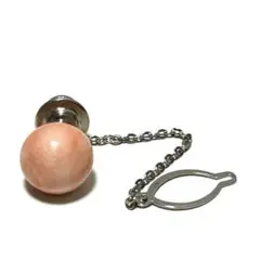 ブローチ タイタック ピン 天然石風 ピンク玉付き チェーンアクセサリー