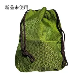 和装小物　市松模様 緑色 巾着袋ドローストリングバッグ　グリーン　新品未使用