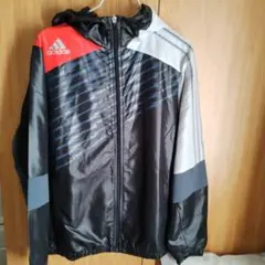 adidas ナイロンジャケット 黒/赤/グレー
