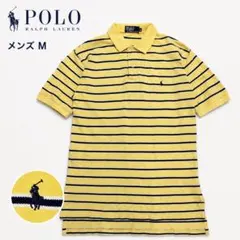 POLO RALPH LAUREN ポロシャツ M 黄 ボーダー 刺繍ロゴ
