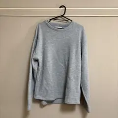 グレー リブ編み クルーネック セーター M