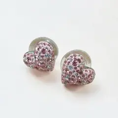 SWAROVSKI スワロフスキー ハート パヴェ クリスタル ピアス ピンクのサムネイル