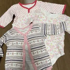 ベビーシャツ肌着 70 80cm 3点セット 赤 ピンク 花柄