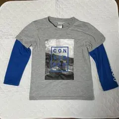 130 コンバース　グレー/青 長袖 Tシャツ グラフィックプリント