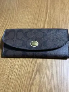 【美品】COACH 長財布　シグネチャー　ダークブラウン