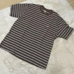 DANTON ボーダー ポケットTシャツ ブラウンのサムネイル