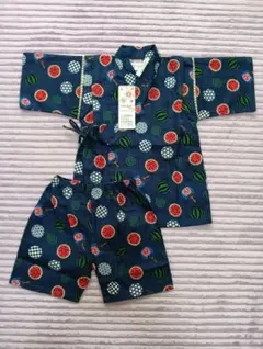 サイズ130cm 甚平 スイカ柄 ネイビー 夏祭り 盆踊り 新品 未使用品