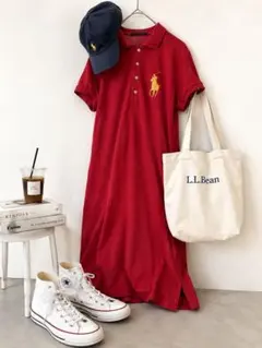 LRALPH LAURENラルフローレンビッグポニーポロワンピース L 赤半袖のサムネイル