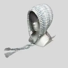 バラクラバ ボンネット ニット帽 耳当て フード ハンドメイド グレー 灰色