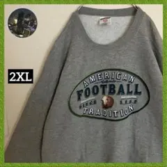 アメリカンフットボールアーチビッグロゴプルオーバースウェットトレーナー袖太グレー