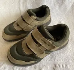 DUNLOP ベルクロ スニーカー オリーブグリーン/ベージュ　24.5 4E