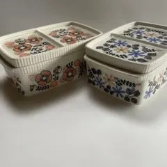 花柄仕切り皿 中サイズ 陶器製2個セットのサムネイル
