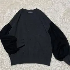 spick&span スピックアンドスパン　チュールスリーブ　ニット　グレーのサムネイル