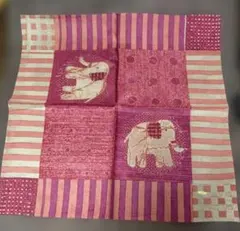 シルク100% ハンカチ ジム トンプソン 朱色系 象