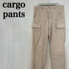 カーゴパンツ ワイド ベージュ カジュアル おしゃれ メンズ 腰調節紐あり