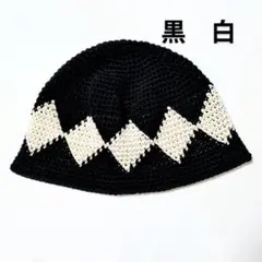 クラッシャーハット クロシェハット帽子 古着 グランジ y2k 韓国 ニット帽