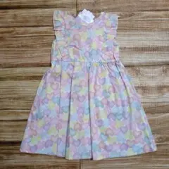 新品 未使用 カラフル ハート 総柄ノースリーブ ワンピース 女の子 110
