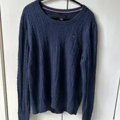 値下げTommy Hilfiger ネイビー ケーブル編み ニット L